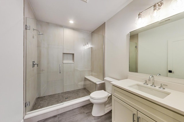 172 E Crescent Ave, Elmhurst, IL 60126 - full bathroom with toilet, a stall shower, vanity, and tile patterned flooring