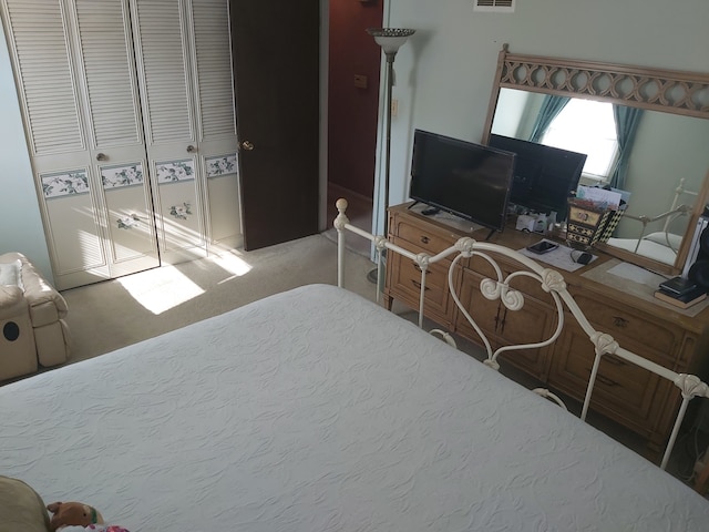 carpeted bedroom featuring a closet