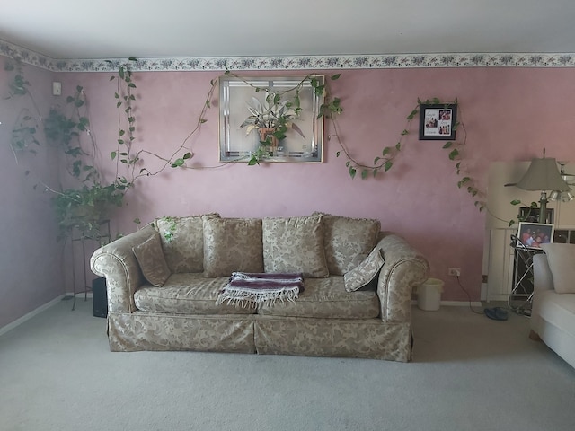 living room with carpet floors