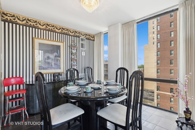 view of tiled dining space