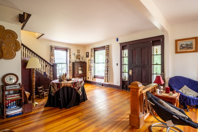 interior space with light hardwood / wood-style flooring