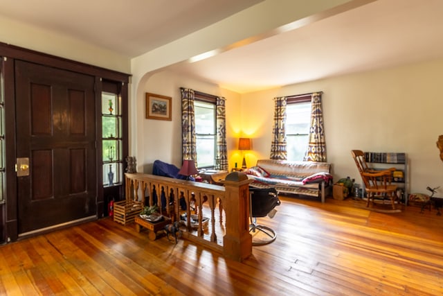 foyer with hardwood / wood-style floors