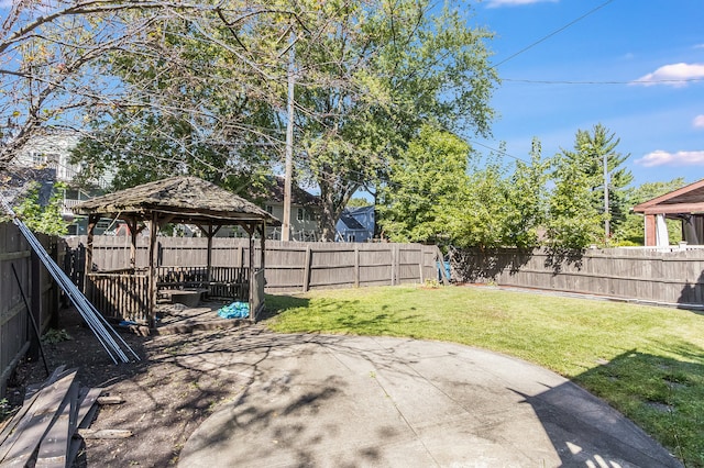 view of yard with a patio and a gazebo