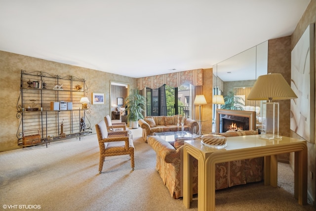 living room featuring carpet floors