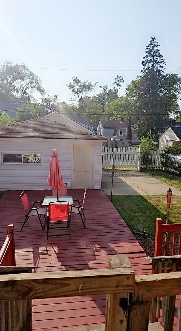 deck featuring a yard