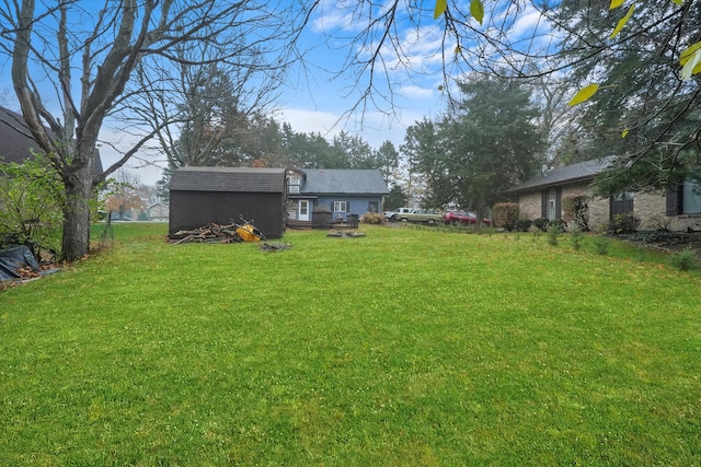 view of yard with a shed