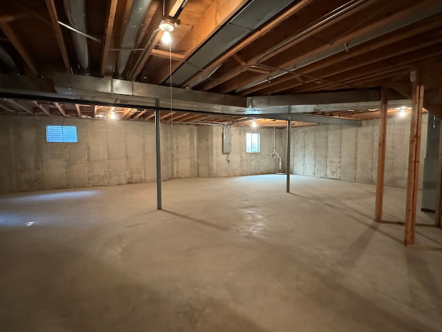 basement with electric panel