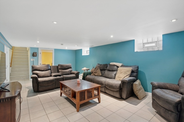 view of tiled living room