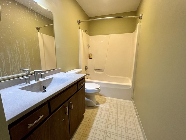 full bathroom with vanity, shower / bathing tub combination, and toilet