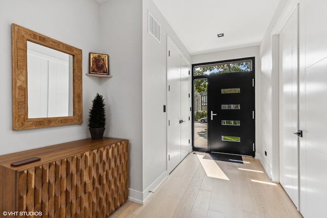 foyer entrance featuring light wood-type flooring