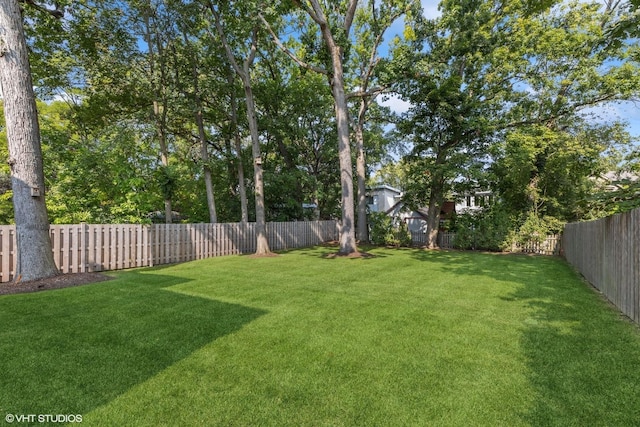 view of yard featuring a fenced backyard