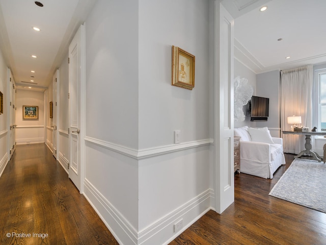 hall featuring dark hardwood / wood-style flooring