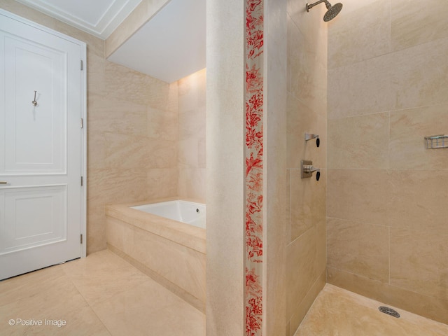 bathroom featuring plus walk in shower