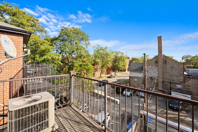 balcony featuring central AC