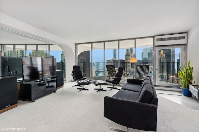 living room with carpet floors