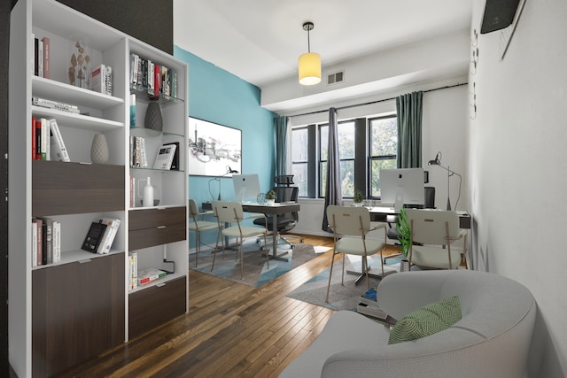 office area featuring dark hardwood / wood-style flooring