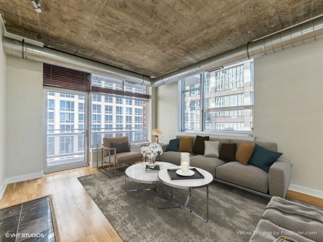 living room featuring hardwood / wood-style flooring