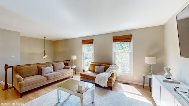 living room featuring light hardwood / wood-style flooring