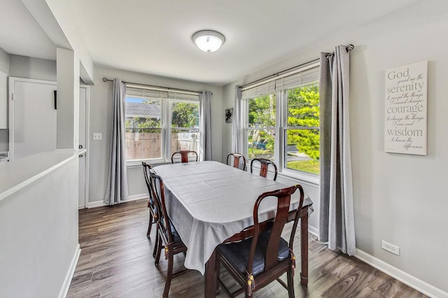 dining room with dark wood-type flooring