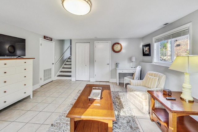 view of tiled living room