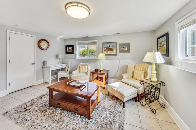 view of tiled living room