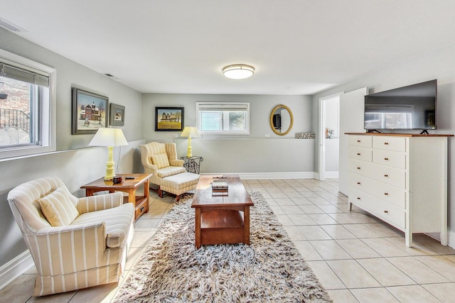 view of tiled living room