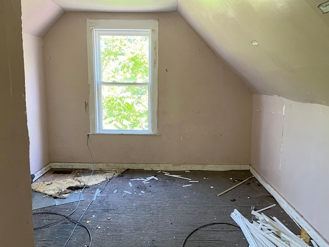 additional living space with vaulted ceiling