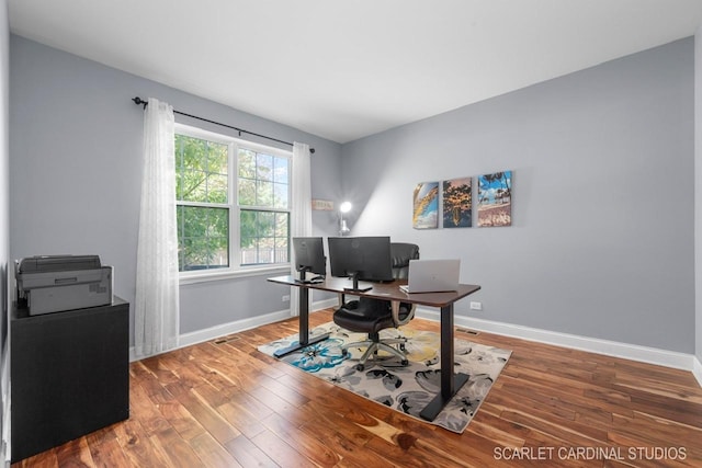 office area featuring wood-type flooring