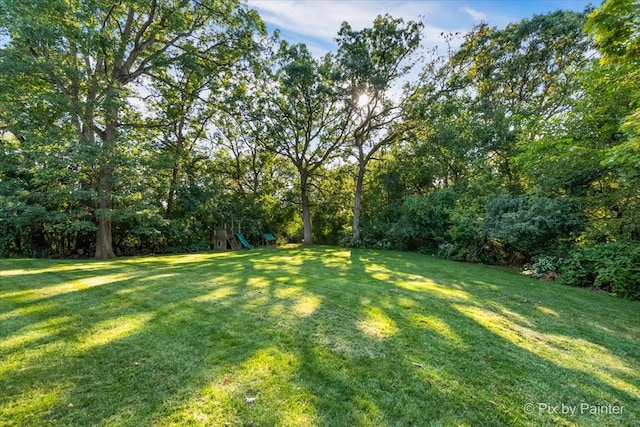 view of yard featuring a playground