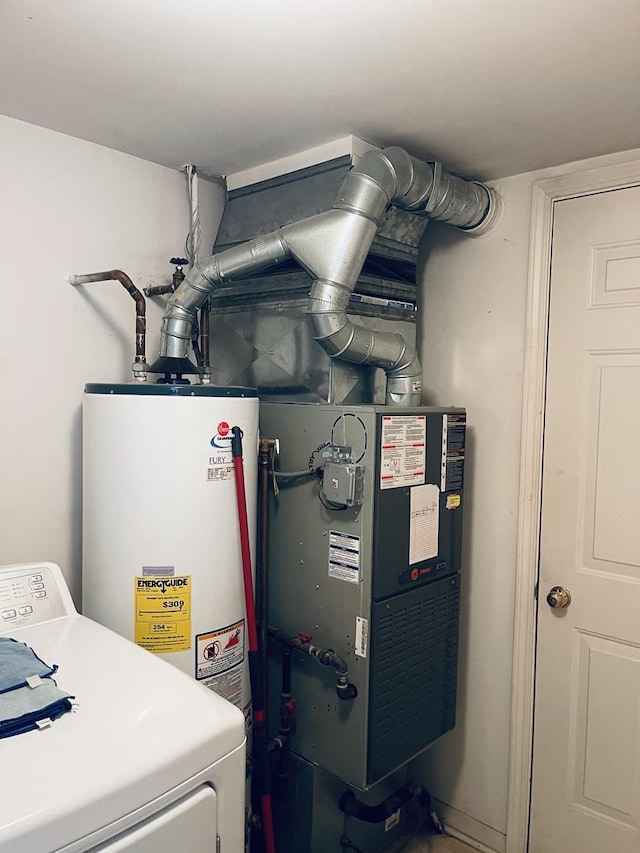 utility room featuring washer / dryer and gas water heater