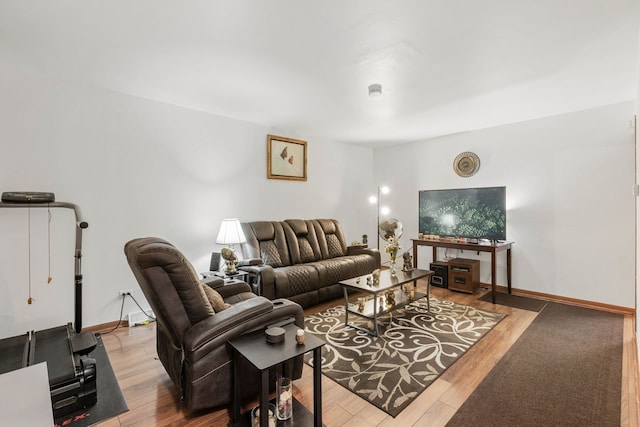 living room featuring light wood-type flooring