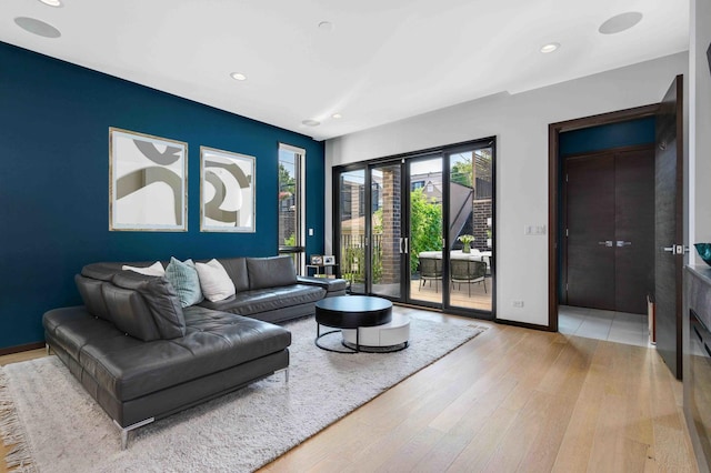 living room featuring light hardwood / wood-style flooring