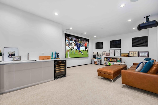 interior space with sink and beverage cooler