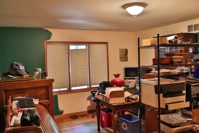 office area featuring hardwood / wood-style floors