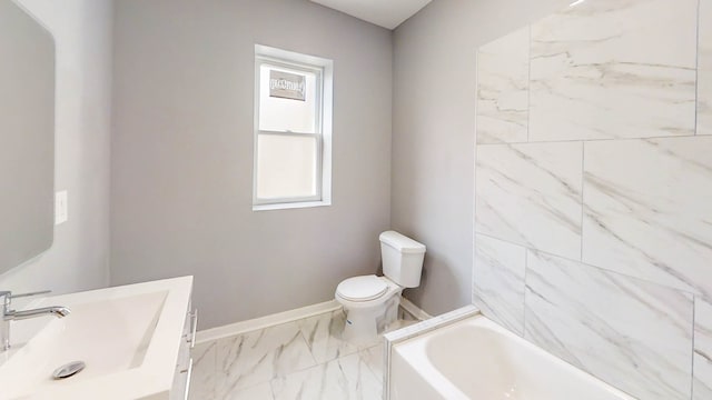 full bathroom featuring vanity, toilet, and shower / tub combination