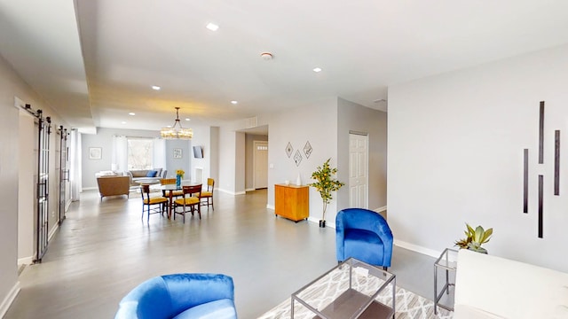 interior space featuring an inviting chandelier