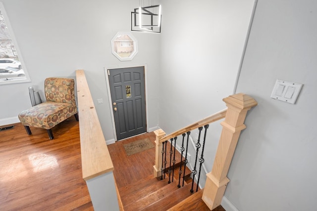 foyer entrance with wood-type flooring