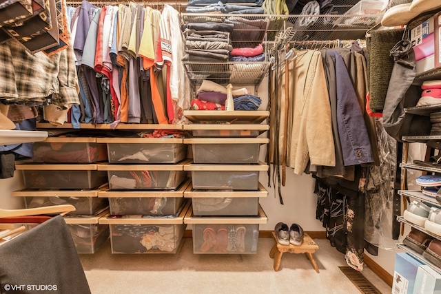 walk in closet featuring carpet