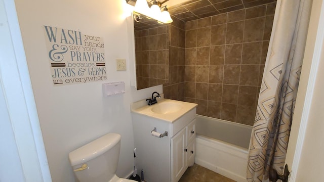 617 E Morgan St, Dixon, IL 61021 - bathroom featuring vanity, shower / bath combination with curtain, and toilet