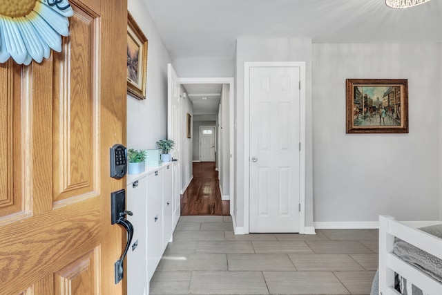 foyer entrance featuring light hardwood / wood-style flooring