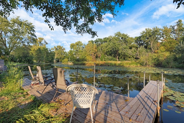 view of dock featuring a water view