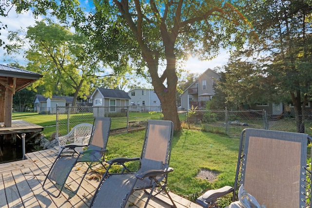 view of yard featuring a wooden deck