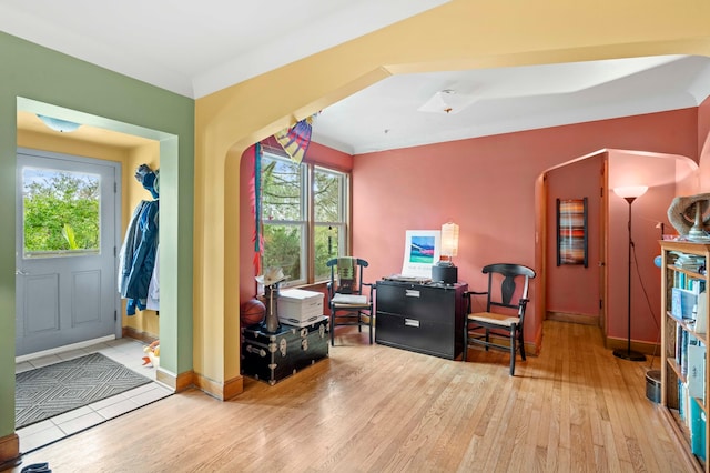 interior space with light hardwood / wood-style floors