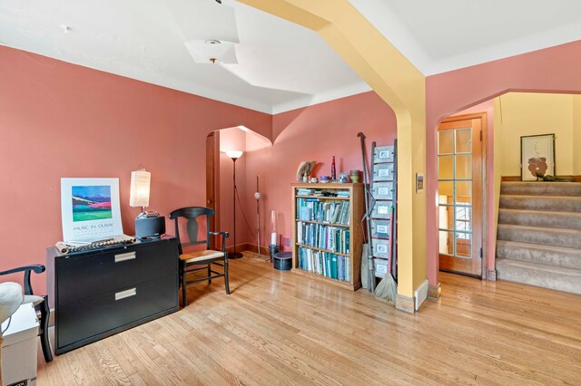 living area with light wood-type flooring