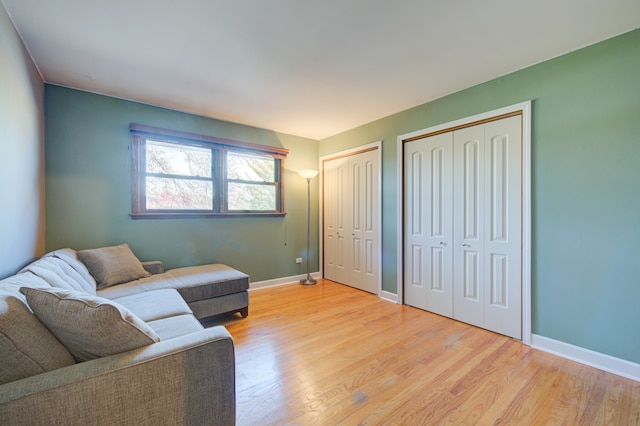 living room with light wood-type flooring