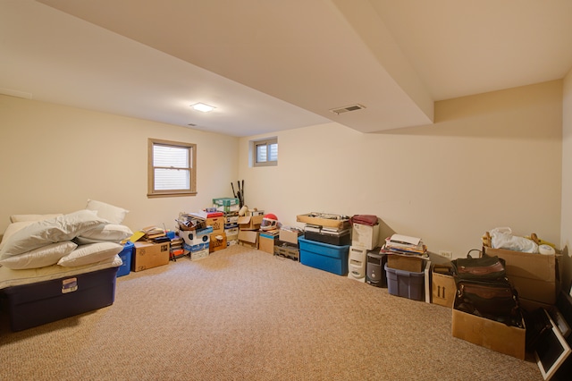 playroom featuring carpet flooring