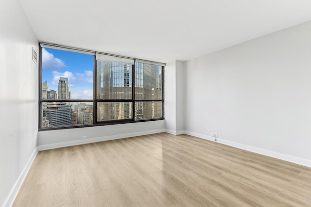 empty room with light hardwood / wood-style floors