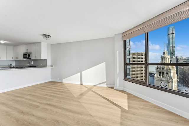 unfurnished living room with light hardwood / wood-style flooring