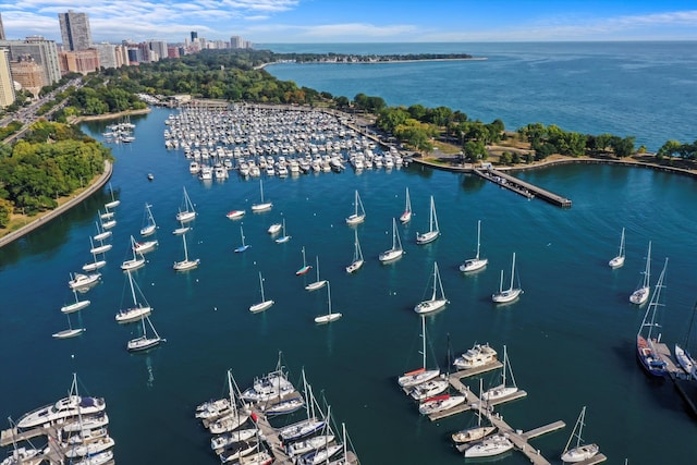 bird's eye view featuring a water view