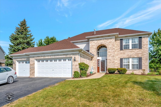 view of front of house featuring a garage and a front yard